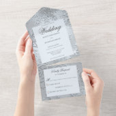 Moderne tinten van Ice Blue Sneeuwvlok All In One Uitnodiging (Afscheurbaar)