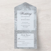 Moderne tinten van Ice Blue Sneeuwvlok All In One Uitnodiging (Binnen)