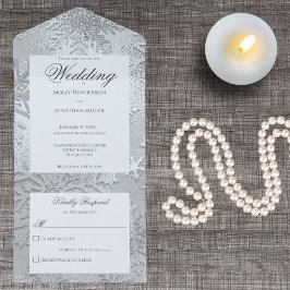 Moderne tinten van Ice Blue Sneeuwvlok All In One Uitnodiging