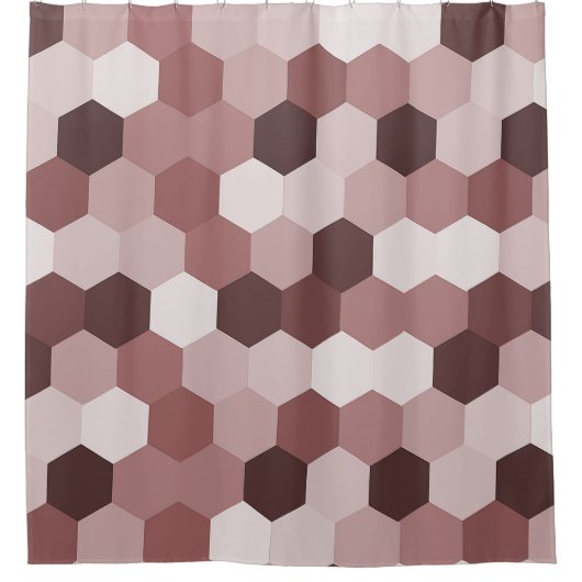 Moderne tinten van roodachtig bruin zeshoekig geom douchegordijn (Voorkant)