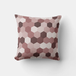 Moderne tinten van roodachtig bruin zeshoekig geom kussen