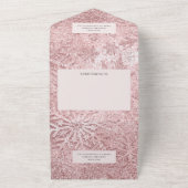 Moderne tinten van roze en Mauve sneeuwvlok QR-cod All In One Uitnodiging (Buitenkant)