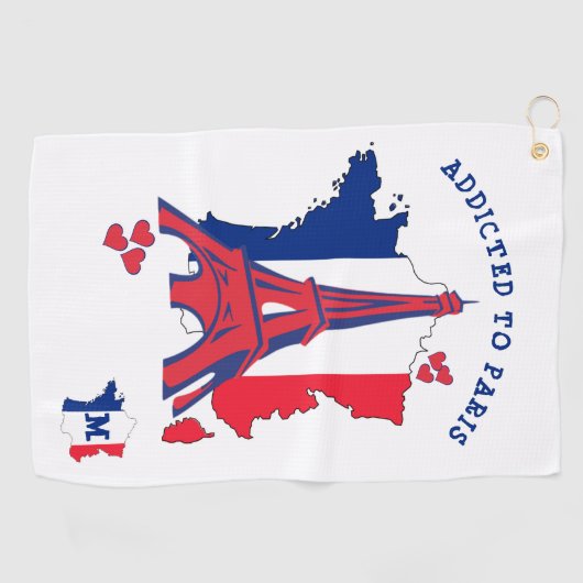 Moderne TOEGEVOEGD AAN PARIS-monogram Golfhanddoek (Horizontaal)