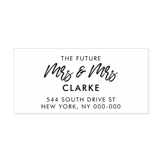 Moderne toekomst mevrouw & mevrouw bruiloft retour rubberstempel (Afrduk)