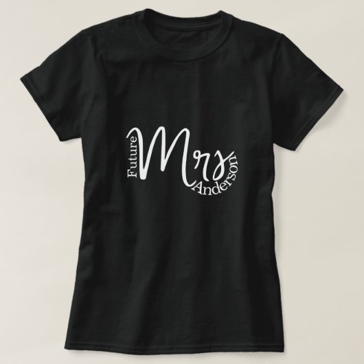 moderne toekomst mevrouw script vrijgezellenfeest  t-shirt (Design voorkant)