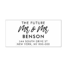 Moderne toekomst Mr & Mr gay bruiloft retouradres