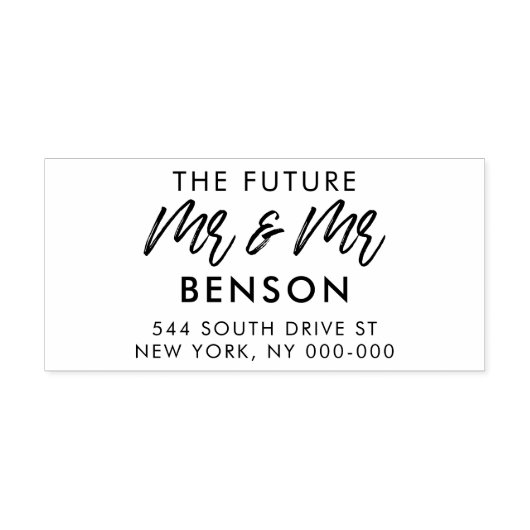 Moderne toekomst Mr & Mr gay bruiloft retouradres Zelfinktende Stempel (Design)