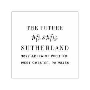 Moderne Toekomstige Heer en Mevrouw Script Retoura Zelfinktende Stempel