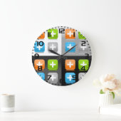Moderne Toevoeging Wiskunde Symbool Glanzende Glas Grote Klok (Huis)