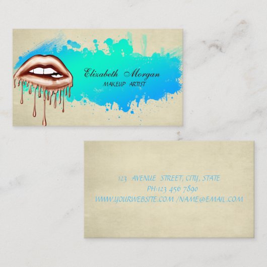 Moderne toneelschrijver met metaal visitekaartje (Voorkant / Achterkant)