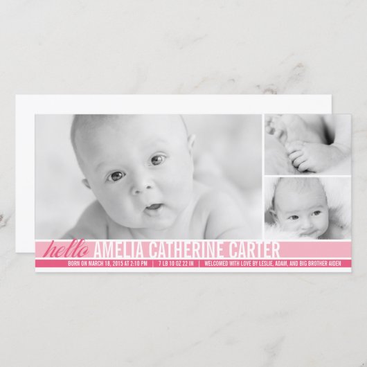 Moderne Tones Geboorteaankondiging Meisje Aankondiging (Voorkant / Achterkant)