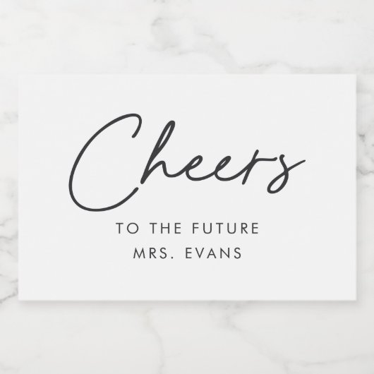 Moderne toost op de toekomstige Mrs Bruidsfeestje Sparkling Wijnetiket (Enkel label)