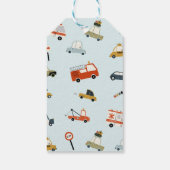 Moderne Toot Honk Piep Auto's Vervoer 1e Verjaarda Cadeaulabel (Achterkant)