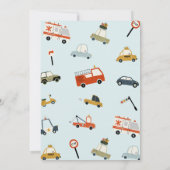 Moderne Toot Honk Piep Auto's Vervoer 1e Verjaarda Kaart (Achterkant)