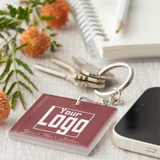 Moderne Topaz & Witte Logo QR-code Sleutelhanger (Voorkant Rechts)