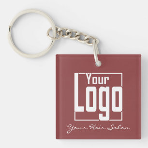 Moderne Topaz & Witte Logo QR-code Sleutelhanger