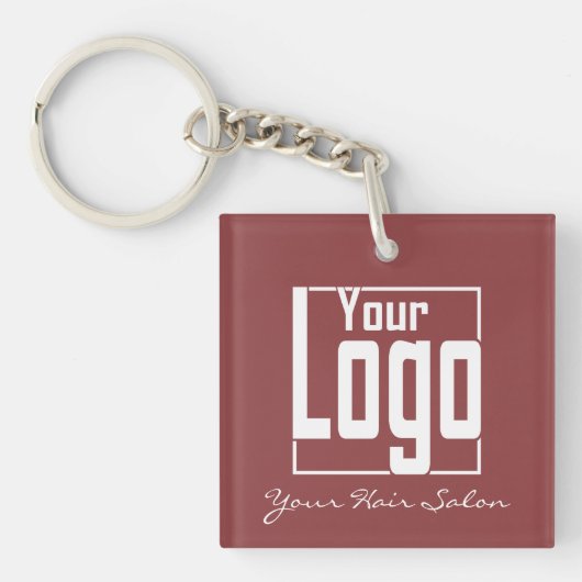 Moderne Topaz & Witte Logo QR-code Sleutelhanger (Voorkant)