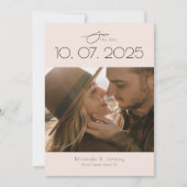 Moderne Topografie Blush Trouwfoto Save The Date (Voorkant)
