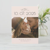 Moderne Topografie Blush Trouwfoto Save The Date (Staand voorkant)