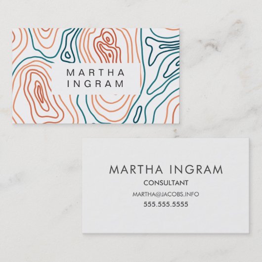 Moderne Topografie Kaart Abstract Ontwerp Visitekaartje (Voorkant / Achterkant)
