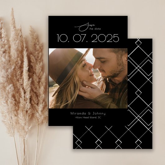 Moderne Topografie Minimalistische trouwfoto Save The Date