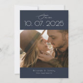 Moderne Topografie Navy Trouwfoto Save The Date (Voorkant)