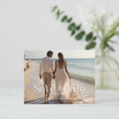 Moderne Topografie Volledige Foto Bruiloft Save Th Briefkaart (Staand voorkant)