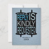 Moderne Torah Bar Mitswa Reply RSVP Grijs Blauw Kaart (Voorkant)
