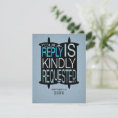 Moderne Torah Bar Mitswa Reply RSVP Grijs Blauw Kaart (Staand voorkant)