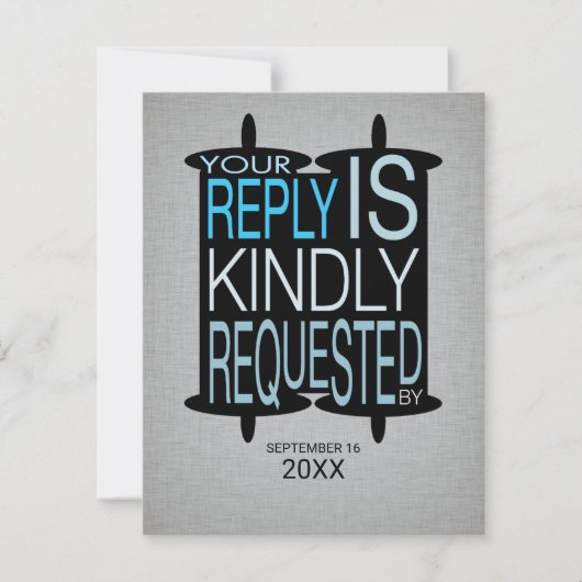 Moderne Torah Bar Mitswa Reply RSVP Grijs Blauw Kaart (Voorkant)