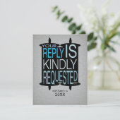 Moderne Torah Bar Mitswa Reply RSVP Grijs Blauw Kaart (Staand voorkant)