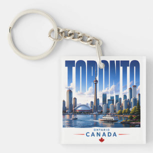 🍁 Moderne Torontose skyline stadsstijl 🍁 Sleutelhanger