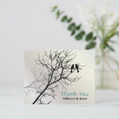 Moderne Tortelduifjes Boom witte bruiloft dank u Briefkaart (Staand voorkant)