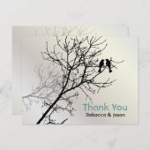Moderne Tortelduifjes Boom witte bruiloft dank u Briefkaart (Voorkant / Achterkant)