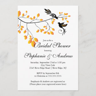 Moderne Tortelduifjes Couples Bridal Shower Invita Kaart