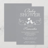 Moderne Tortelduifjes jongens Baby shower uitnodig Kaart (Voorkant / Achterkant)