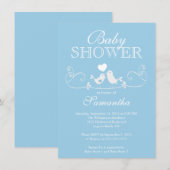 Moderne Tortelduifjes jongens Baby shower uitnodig Kaart (Voorkant / Achterkant)