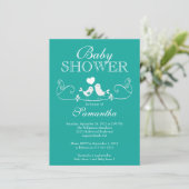 Moderne Tortelduifjes Neutraal Baby shower Uitnodi Kaart (Staand voorkant)