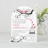 Moderne Tortelduifjes roze bruiloft uitnodigen Kaart (Staand voorkant)