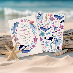 Moderne Tot Ziens Onder Zee baby shower Kaart