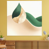 Moderne Traandrop Golf Abstract Beige en Groen Canvas Afdruk (Insitu (Woonkamer))