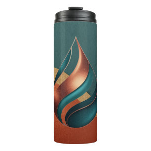 Moderne Traandrop Golf Teal Koper Goud Thermosbeker