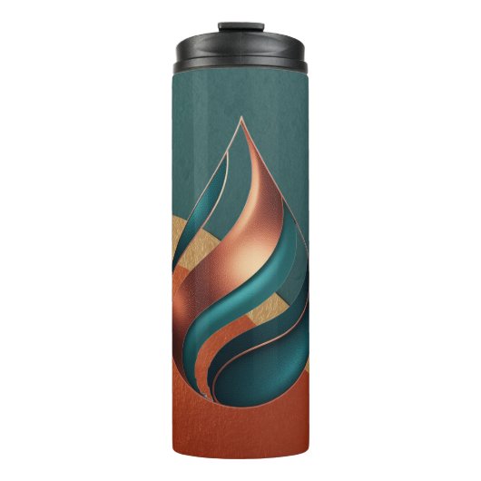 Moderne Traandrop Golf Teal Koper Goud Thermosbeker (Voorkant)