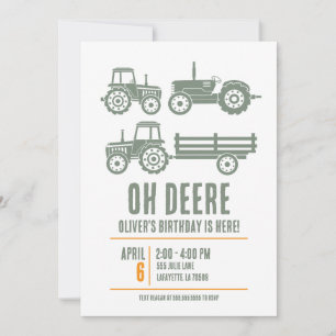 Moderne Tractor Kinderverjaardagsfeestje Kaart