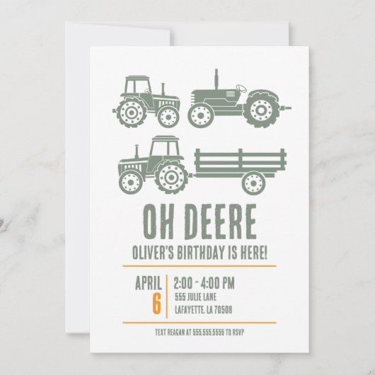 Moderne Tractor Kinderverjaardagsfeestje  Kaart (Voorkant)