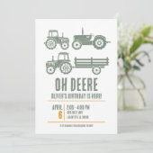 Moderne Tractor Kinderverjaardagsfeestje  Kaart (Staand voorkant)