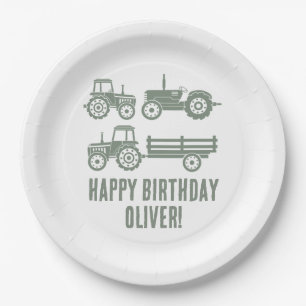 Moderne Tractor Kinderverjaardagsfeestje Papieren Bordje