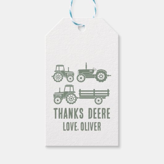 Moderne tractor verjaardagsfeestje favoriet cadeaulabel (Voorkant)