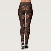 Moderne Traditionele Batik Bloem Bruin Patroon Leggings (Achterkant)