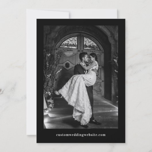 Moderne traditionele formele zwarte bruiloft kaart (Achterkant)